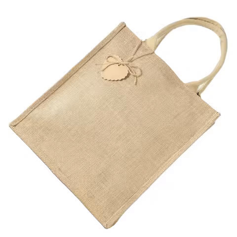 Washable Jute Tote Bags Printed for Casual Daily Use Natural Cotton Fabric Promotional Handbags for Shopping Gift Travel