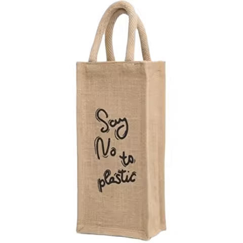 Durable and Sustainable Jute Wine Tote Bag with Handle Washable Gift Carrier for Wedding Birthday Christmas