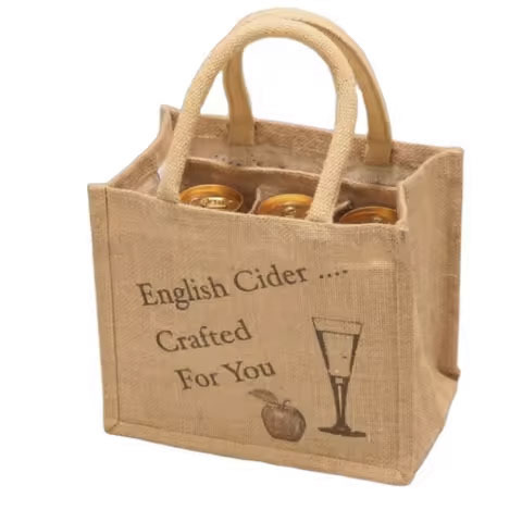 Handmade Natural Double Jute Wine Carrier Tote Bag Cotton and Leather with Wooden Handles and Drawstring Closure Gym Gift Bag
