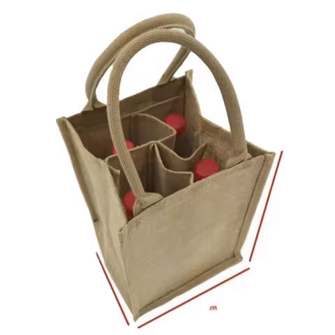 4 Bottles Jute Wine Bags with Handles Handmade Gift Bag Felt Wine Carrier Tote Bag Glass Bottles Packaging in Parties Weddings