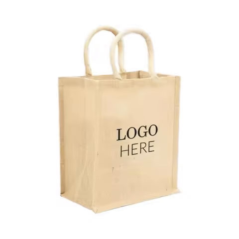 Natural Color Jute Tote Bag Handle Durable PVC Drawstring Sustainable Wine Gift Carrier Wedding Birthday Christmas Gym Use