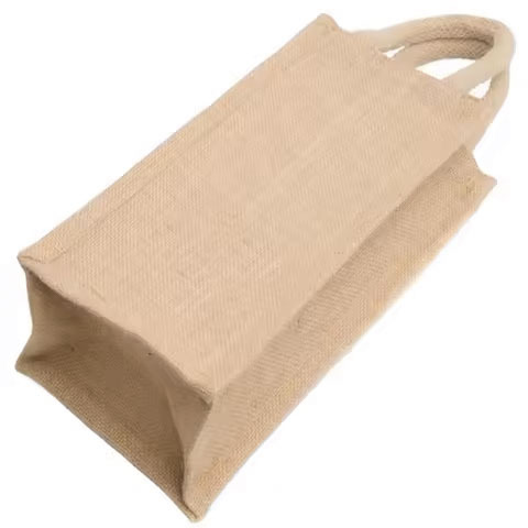 Durable & Sustainable Jute Wine Tote Bag with Handle Washable Felt Carrier for Wedding Birthday Christmas Gift