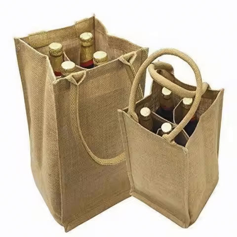 Jute Wine Bags with Handles Handmade Gift Bag Felt Wine Carrier Tote Bag Glass Bottles Packaging in Parties Weddings