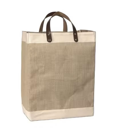 Wholesale Custom Printed Jute Tote Bag With Leather Handle Eco-Friendly Grocery Shopping Bag Cotton Linen Material Gift Bag Logo