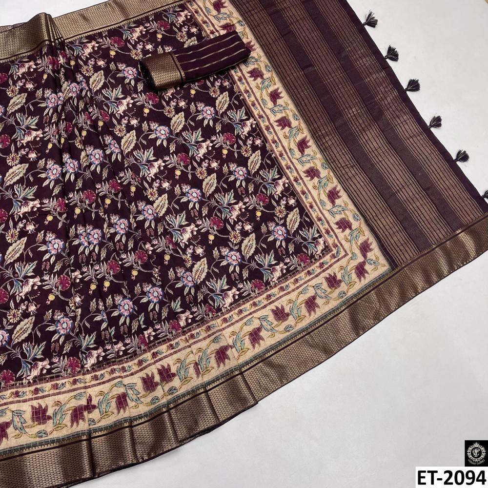 ELEGANT WINE COLOR WOMEN SAREE 