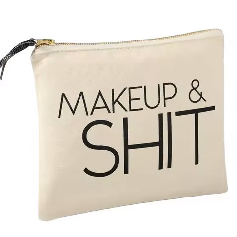 2025 Wholesale Fashion Cotton Canvas Cosmetic Bag for Women Dot Pattern Zipper Closure Makeup Bag Plain Bulk Blank