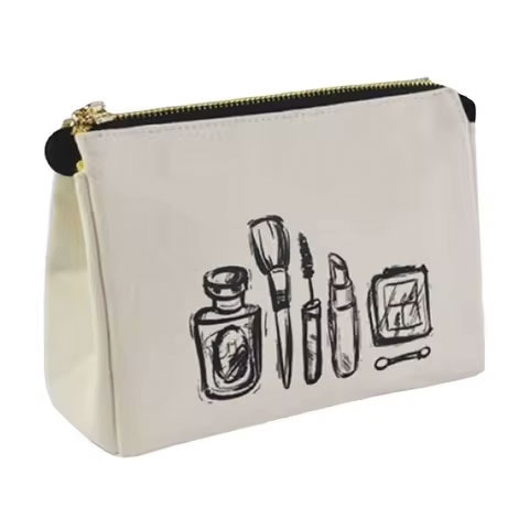 Ladies Fashion Cosmetic Bag with Custom Velvet Pouch Golden Zipper and Dot Pattern Personalized Logo for Makeup