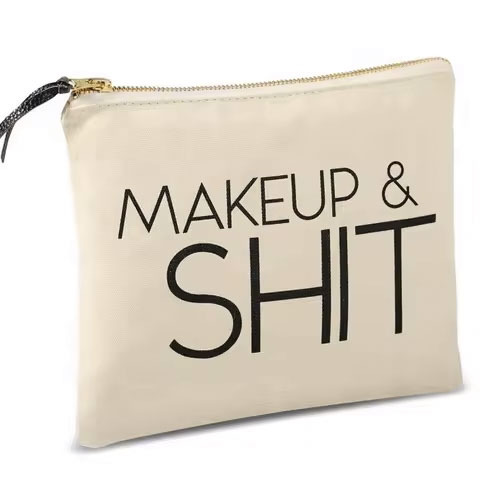 Best Friend & Bridesmaid Gift Custom Gold Zipper Canvas Cosmetic Bag Stylish Makeup Brush Holder - Color: Multiple Options Available