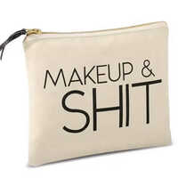Best Friend & Bridesmaid Gift Custom Gold Zipper Canvas Cosmetic Bag Stylish Makeup Brush Holder