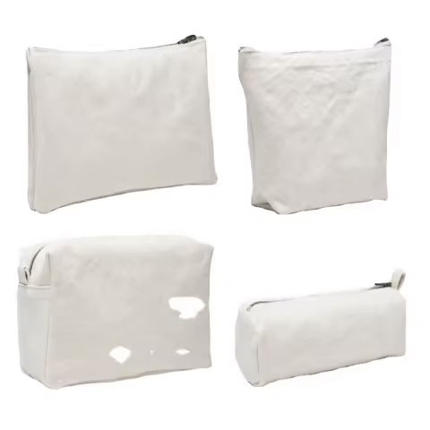 Wholesale Small Canvas Cosmetic Bags Zipper Closure Personalized Dot Cotton Organic Muslin Makeup Tote Grocery Packaging Bag