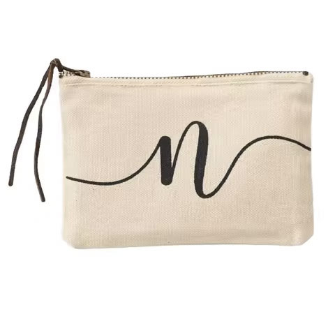 8x10 Fashionable Zipper Canvas Pouch with Dot Pattern Stylish Bag