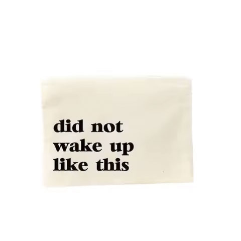 Custom Printed Logo Zipper Portable Top Cotton Canvas Diy Blank Makeup Pouch Fashionable Letter Printed Cosmetic Pencil Bag - Color: Multiple Options Available