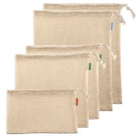 Custom Reusable Cotton Mesh Soap Bag Cotton Mesh Slipper Bags Drawstring Shoes Net Pouches for Gift