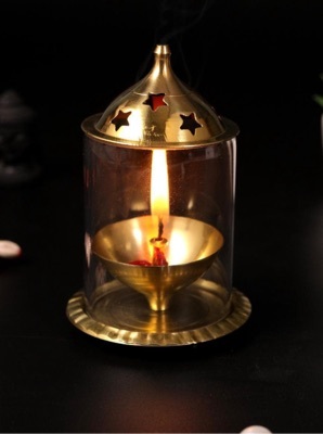 Brass Akhand Diya - Shape: Round / Traditional