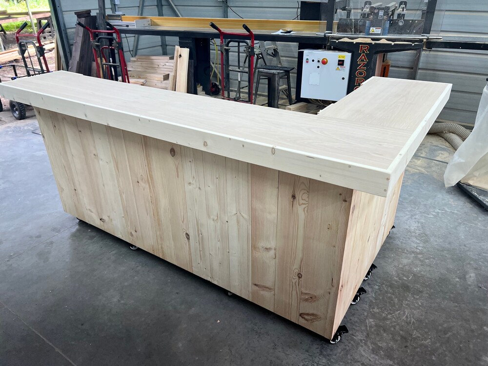 L Shape Wooden Counter - Color: Multicolor