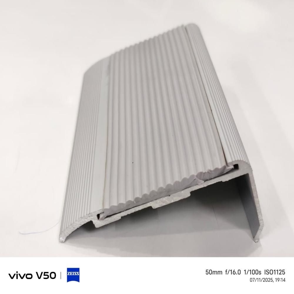 Aluminium Stair Nose Meter - With Rubber Capping - Color: Silver