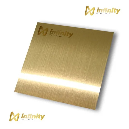 Ss Pvd Coated Antique Hairline Finish Sheet - Color: Golden