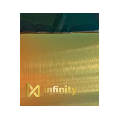 Stainless Steel Gold Hairline Sheets - Color: Golden