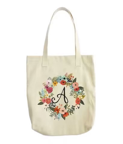 12Oz Cotton Canvas Tote Shopping Bag with Custom Logo Cheap 12oz Cotton Canvas Tote Bag with Rope Handle Letter Pattern