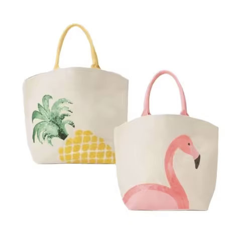 Customized Eco-Friendly Reusable Tote Canvas Shopping Bags Foldable And Printed With Logo Featuring Rope Handle Letter P - Color: Multiple Options Available