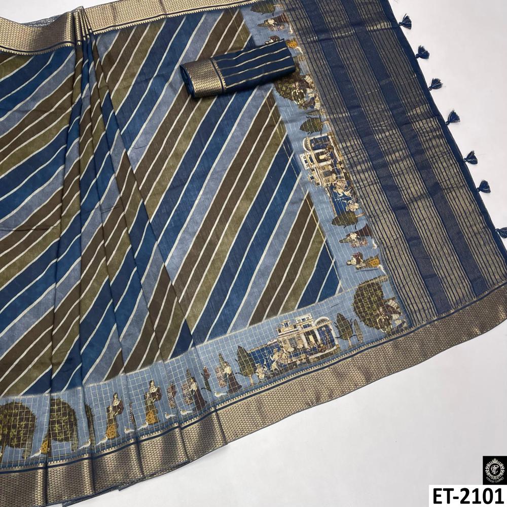 LEHERIYA BLUE WOMEN SAREE