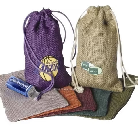 Customizable Small Jute Drawstring Bags Linen Cotton Canvas PP Material Reusable Bracelet Pouch for Jewelry Soap Gift Bag