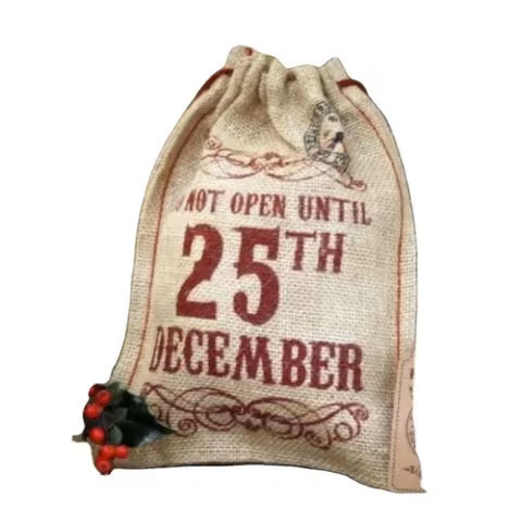Christmas Gift Pouches Little Gifts Bags Jute Drawstring Linen Hessian Sacks For Parties Jewelry Crafts-Promotional Bags - Color: Brown