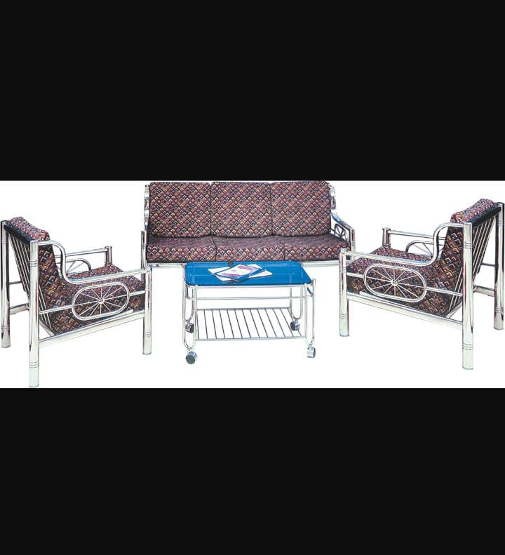 Om Woods Ds 240 Sofa Set - Stainless Steel Frame With Cushions, Eco-friendly Design , Indoor Living Room Furniture