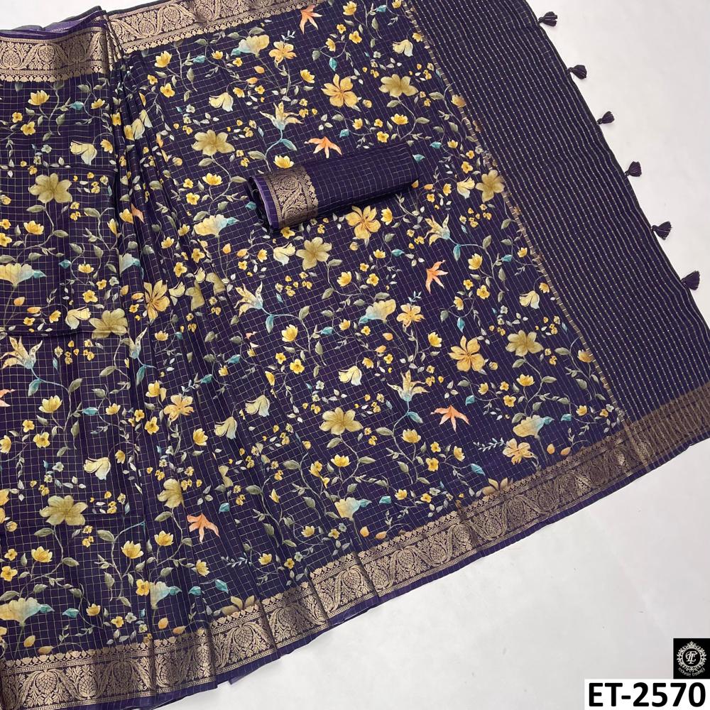 PURPLE FLORAL PRINT SAREE