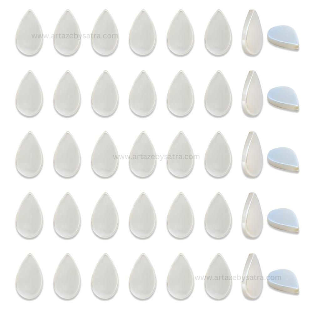 White Mother of Pearl Drop Beads | Size : 15mm | Qty : 1 line- approx 21 beads
