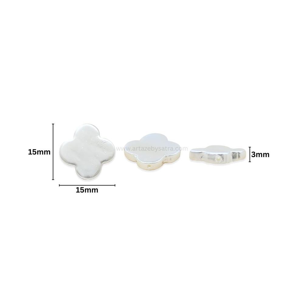 White Mother of Pearl Clover Beads | Size : 15mm | Qty : 1 line- approx 27 beads