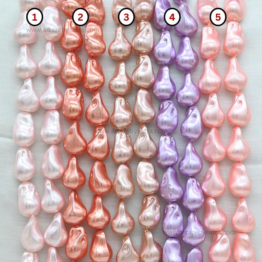 Uncut Glass Pearl Drop Beads | Size : 24*16mm | Qty : 1per line-17pcs approx | GB56l