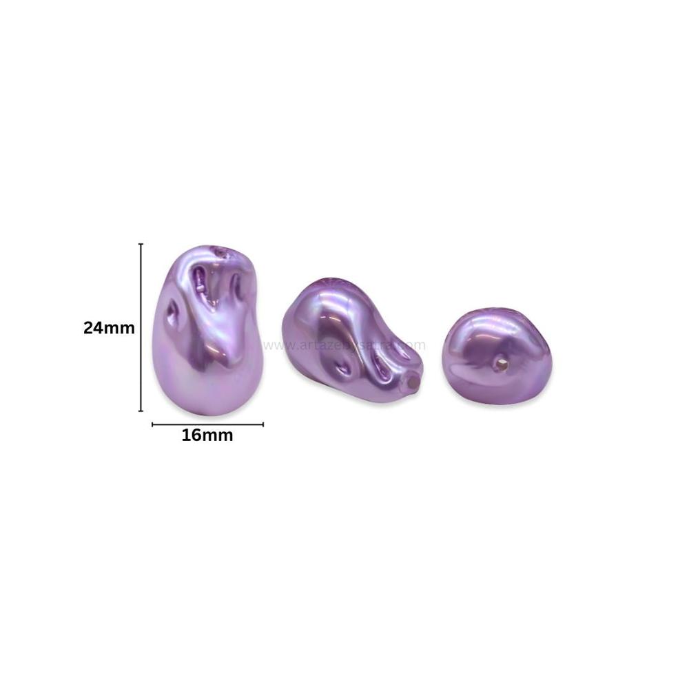 Uncut Glass Pearl Drop Beads | Size : 24*16mm | Qty : 1per line-17pcs approx | GB56l