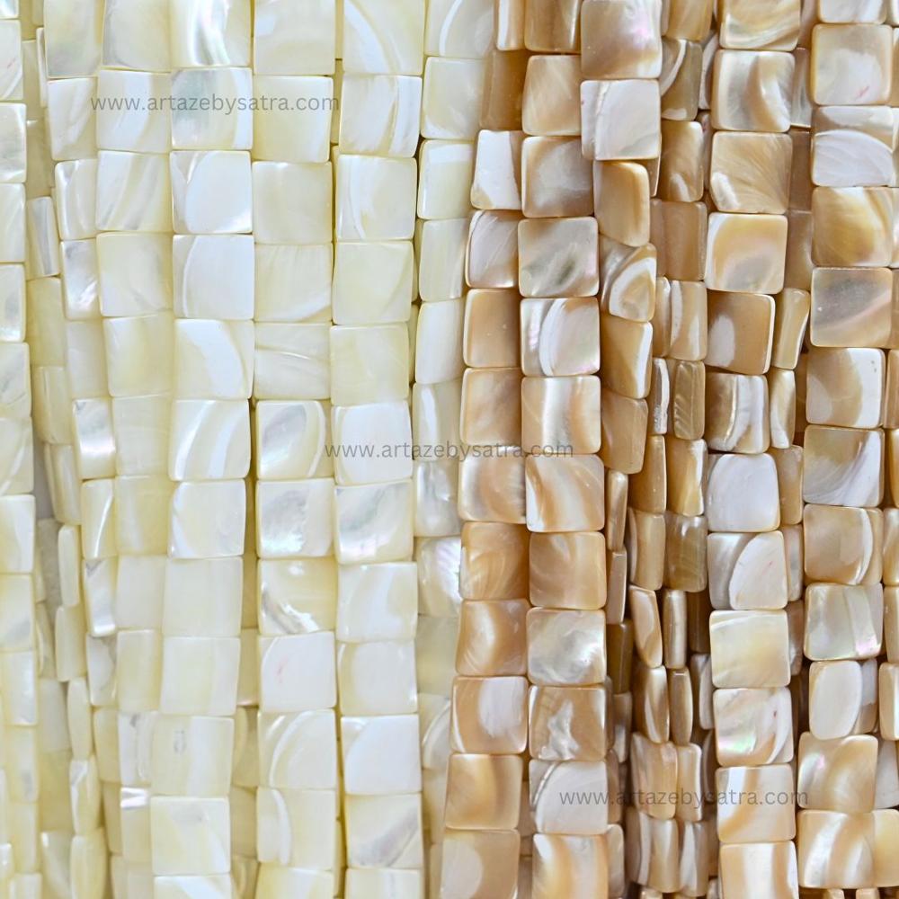 Mop Square Beads | Qty : 1 Line-approx 38pcs | Size : 10mm | Pb249