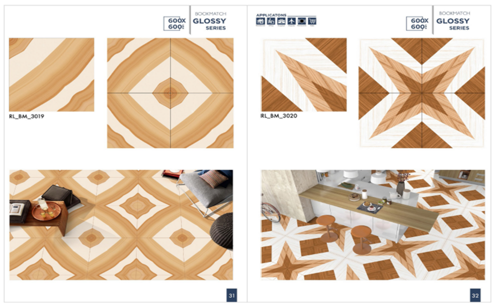 Porcelain tiles for bathrooms