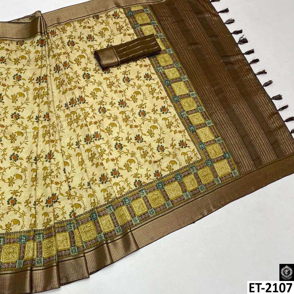 YELLOW MULTI FLORAL SAREE