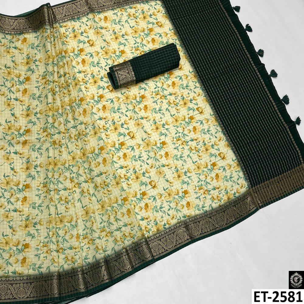 YELLOW AND GREEN SILK SAREE