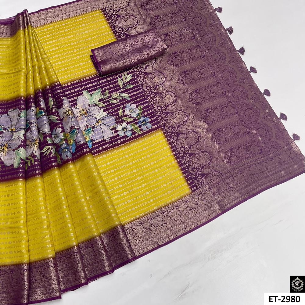 Floral Striped Saree