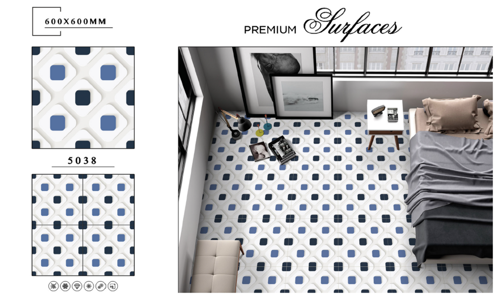 Slip-resistant porcelain tile