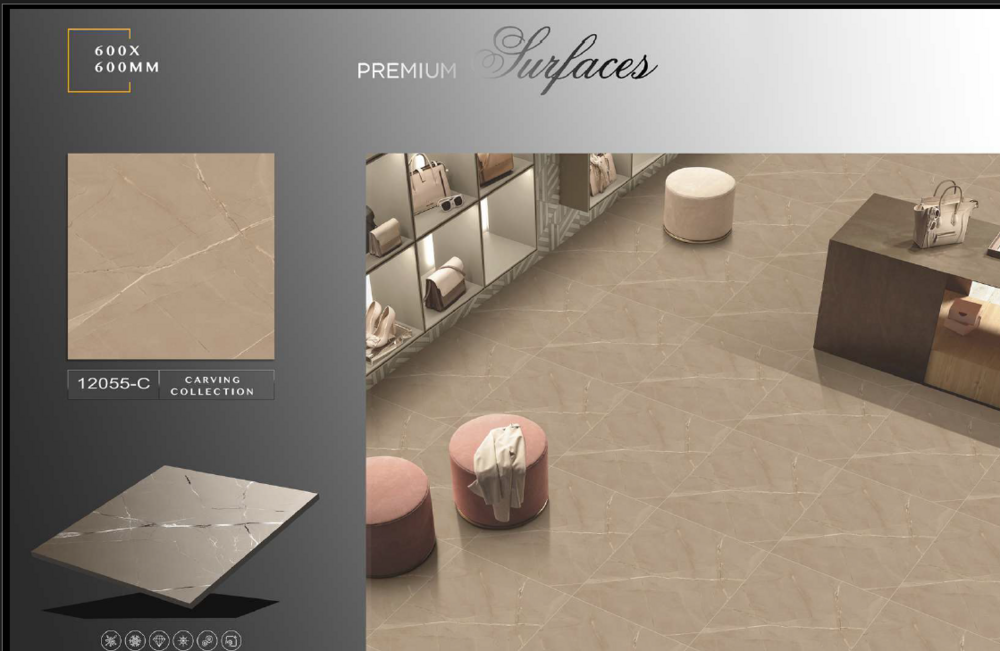 High-gloss porcelain tiles