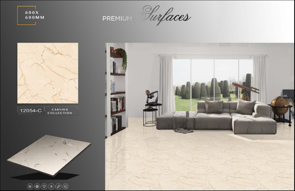 High-gloss porcelain tiles