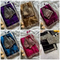 Heavy Satin Pure Silk Saree - Bust Size: 44 Inch (in)