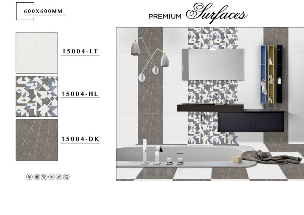 Non-slip porcelain tiles