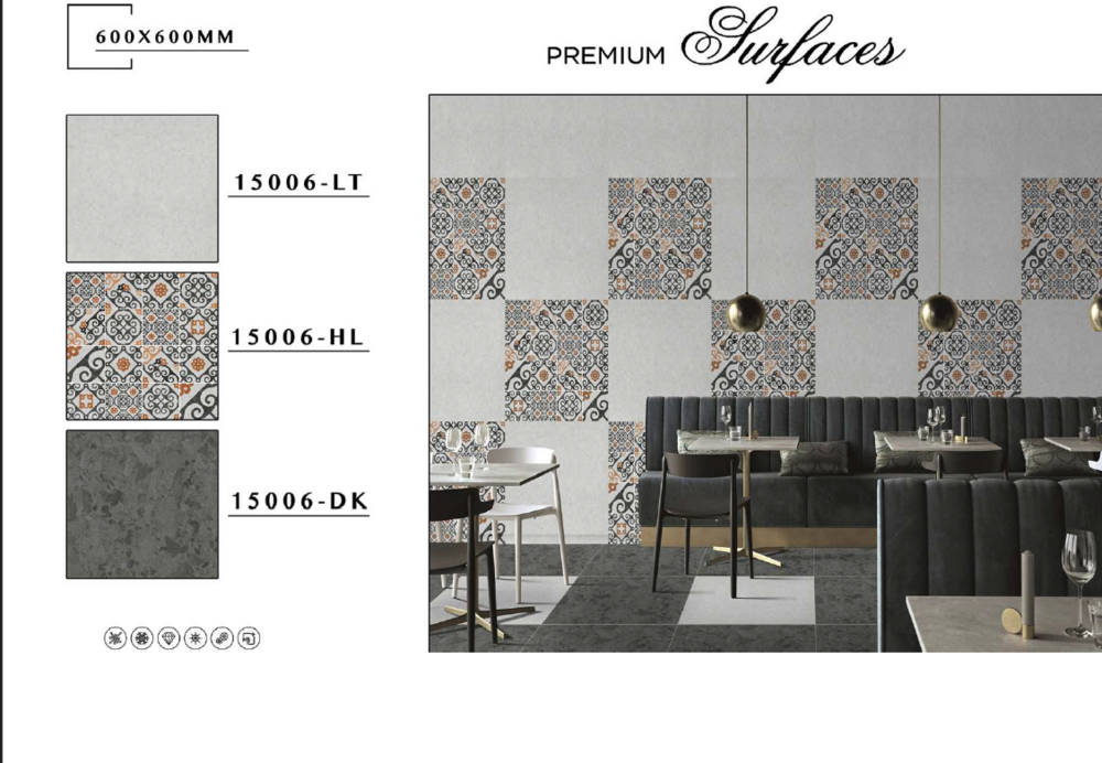 Non-slip porcelain tiles