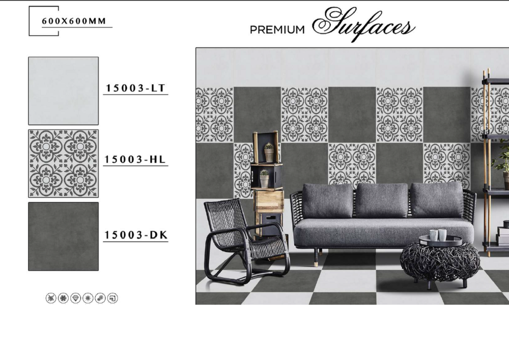 Non-slip porcelain tiles