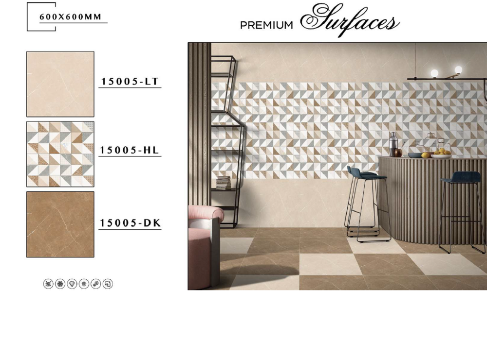 Non-slip porcelain tiles