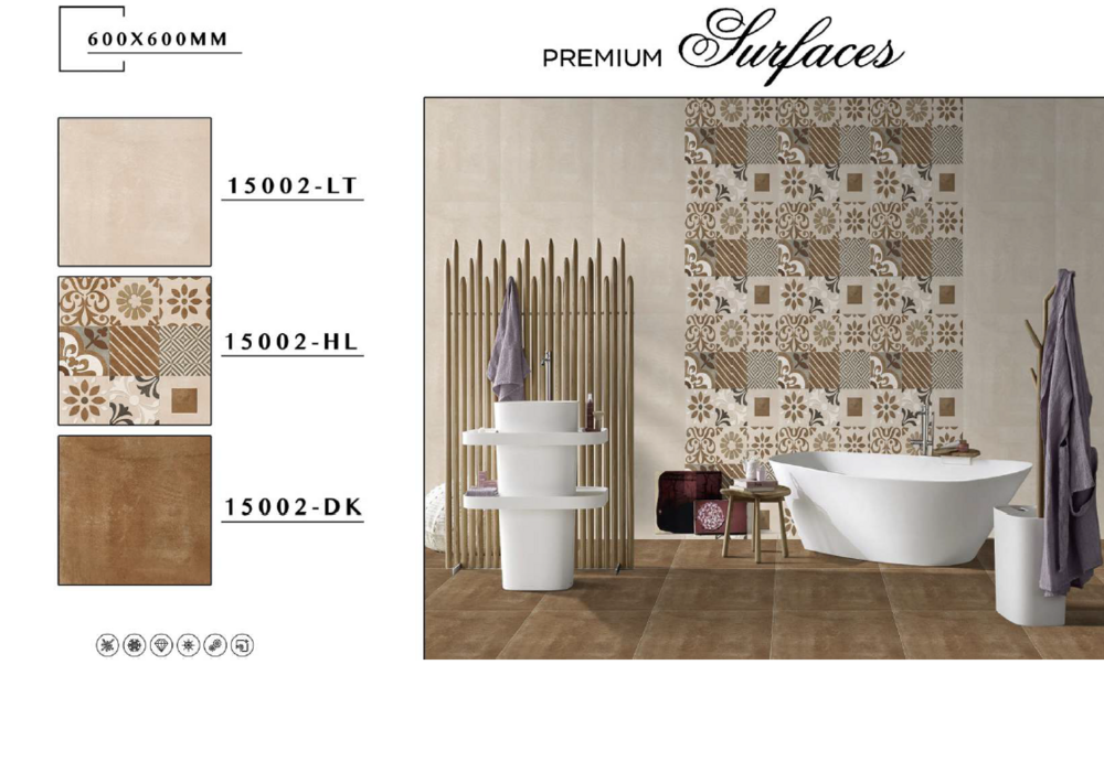 Non-slip porcelain tiles