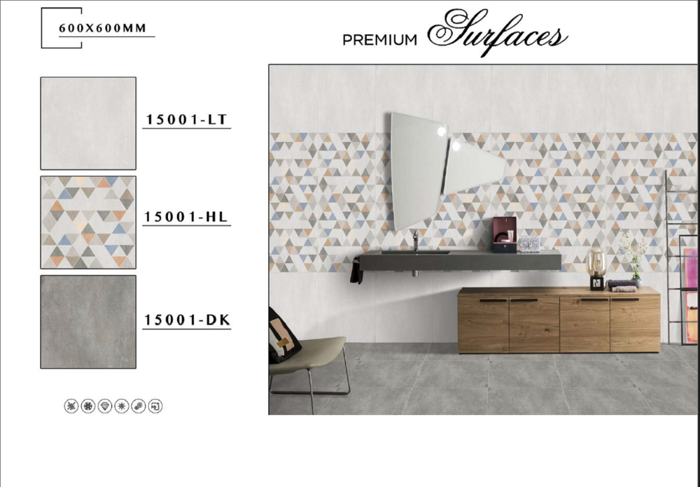 Non-slip porcelain tiles