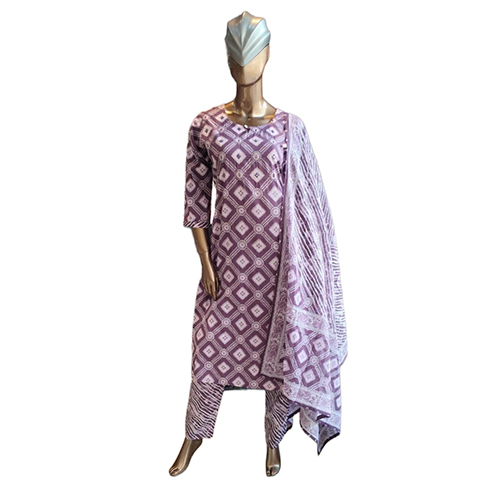 267 Kpdsh 3 Pcs Ladies Cotton Suit Set - Color: Purple