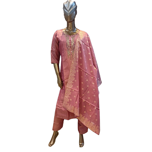 253 KPDSH 3 Pcs Ladies Turmeric Shimmer Suit Set